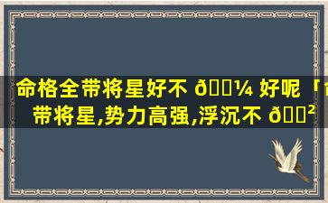 命格全带将星好不 🌼 好呢「命带将星,势力高强,浮沉不 🌲 稳固」
